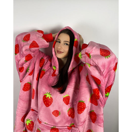 Strawberry Hoodie Blanket